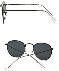 Round Vintage Metal Round Oversized Sunglasses & Case Designer Sunglasse Women - Black&gray - CD1808CD7LC $13.96