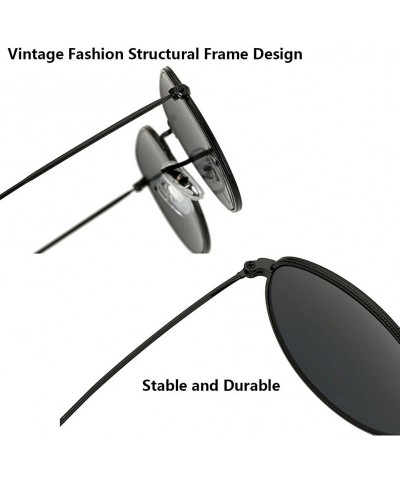 Round Vintage Metal Round Oversized Sunglasses & Case Designer Sunglasse Women - Black&gray - CD1808CD7LC $13.96