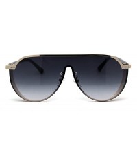 Shield Flat Top Shield Large Racer Exposed Lens Metal Sunglasses - Gold Smoke - CJ193GSQLYT $27.12