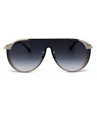 Shield Flat Top Shield Large Racer Exposed Lens Metal Sunglasses - Gold Smoke - CJ193GSQLYT $14.27