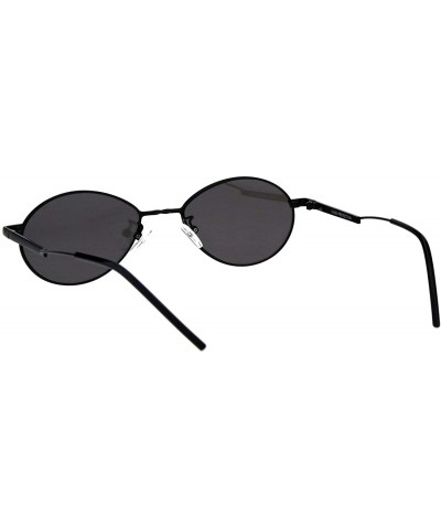 Oval Unisex Fashion Sunglasses Oval Flat Thin Metal Frame Slanted Temple - Black (Silver Mirror) - CX18IWCZI45 $8.47