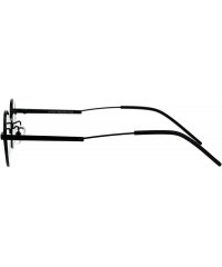 Oval Unisex Fashion Sunglasses Oval Flat Thin Metal Frame Slanted Temple - Black (Silver Mirror) - CX18IWCZI45 $8.47