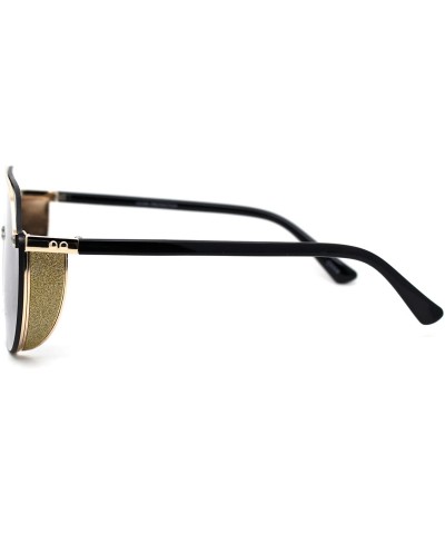 Shield Flat Top Shield Large Racer Exposed Lens Metal Sunglasses - Gold Smoke - CJ193GSQLYT $27.12