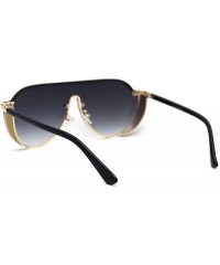 Shield Flat Top Shield Large Racer Exposed Lens Metal Sunglasses - Gold Smoke - CJ193GSQLYT $27.12