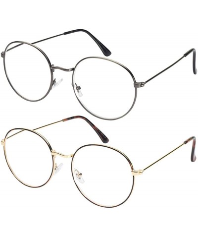 Round Retro Vintage Inspired Round Circle Sunglasses With Clear Lens Glasses Non-Prescription - CL18ZR6MG73 $18.47