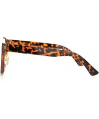 Rectangular Geometric Squared Racer Mobster Sunglasses - Tortoise Brown Mirror - CQ18O9IMA44 $10.17