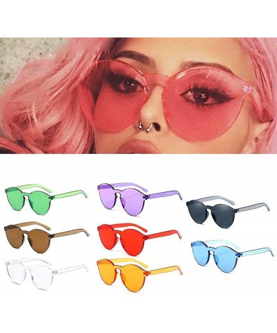 Rimless Oversized Sunglasses Transparent Colorful - CD18QG0RH4U $11.44