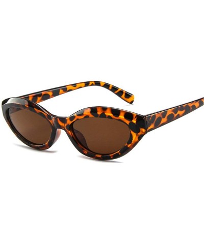Oval Fashion New Lady Cat Glasses small Oval Full Frame Stylish Unisex UV400 Sunglasses - Leopard - CT18QEQ4LI0 $23.01