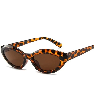 Oval Fashion New Lady Cat Glasses small Oval Full Frame Stylish Unisex UV400 Sunglasses - Leopard - CT18QEQ4LI0 $21.81