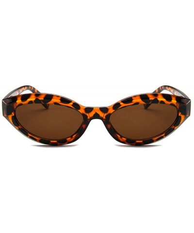 Oval Fashion New Lady Cat Glasses small Oval Full Frame Stylish Unisex UV400 Sunglasses - Leopard - CT18QEQ4LI0 $13.45