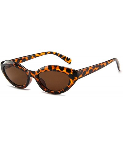 Oval Fashion New Lady Cat Glasses small Oval Full Frame Stylish Unisex UV400 Sunglasses - Leopard - CT18QEQ4LI0 $13.45