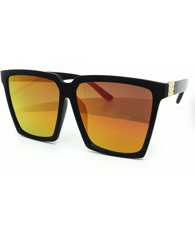 Oversized 7240-1 Premium Oversized XXL Square Flat Mirrored Sunglasses - Orange - CB18OT7YTGS $26.31