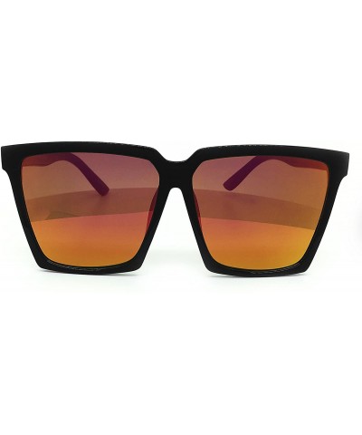 Oversized 7240-1 Premium Oversized XXL Square Flat Mirrored Sunglasses - Orange - CB18OT7YTGS $15.08