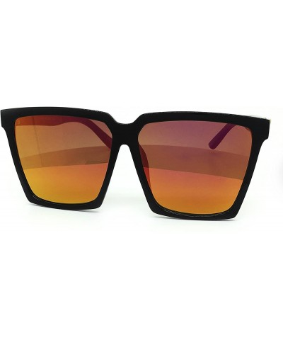 Oversized 7240-1 Premium Oversized XXL Square Flat Mirrored Sunglasses - Orange - CB18OT7YTGS $15.08