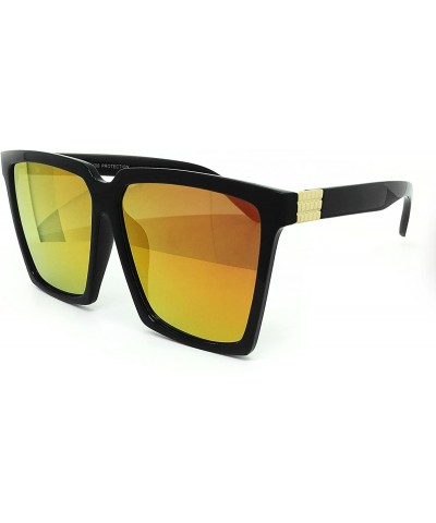 Oversized 7240-1 Premium Oversized XXL Square Flat Mirrored Sunglasses - Orange - CB18OT7YTGS $15.08