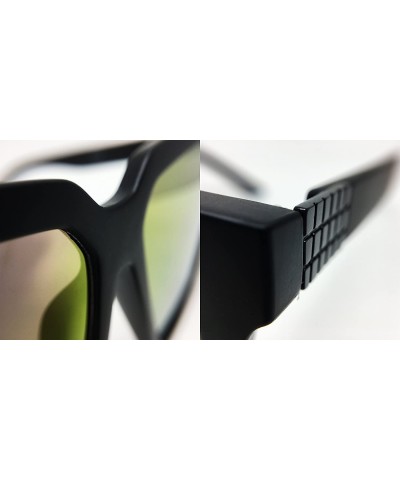 Oversized 7240-1 Premium Oversized XXL Square Flat Mirrored Sunglasses - Orange - CB18OT7YTGS $15.08