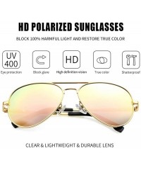 Round Polarized Aviator Sunglasses for Men Women Mirrored Lens- 100% UV400 Protection- 58MM - Gold/Pink Mirrored - C8198Q0MQG...