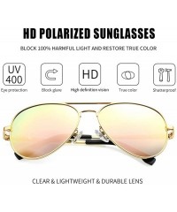 Round Polarized Aviator Sunglasses for Men Women Mirrored Lens- 100% UV400 Protection- 58MM - Gold/Pink Mirrored - C8198Q0MQG...