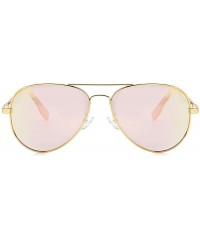 Round Polarized Aviator Sunglasses for Men Women Mirrored Lens- 100% UV400 Protection- 58MM - Gold/Pink Mirrored - C8198Q0MQG...