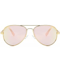 Round Polarized Aviator Sunglasses for Men Women Mirrored Lens- 100% UV400 Protection- 58MM - Gold/Pink Mirrored - C8198Q0MQG...