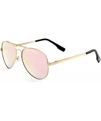 Round Polarized Aviator Sunglasses for Men Women Mirrored Lens- 100% UV400 Protection- 58MM - Gold/Pink Mirrored - C8198Q0MQG...