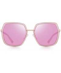 Oversized Oversized Square Polarized Sunglasses for Women Mirrored Lens - Pink Mirror - C018R9L3XOR $18.24