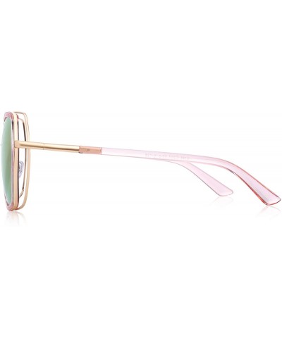 Oversized Oversized Square Polarized Sunglasses for Women Mirrored Lens - Pink Mirror - C018R9L3XOR $18.24