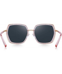 Oversized Oversized Square Polarized Sunglasses for Women Mirrored Lens - Pink Mirror - C018R9L3XOR $18.24