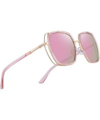 Oversized Oversized Square Polarized Sunglasses for Women Mirrored Lens - Pink Mirror - C018R9L3XOR $18.24