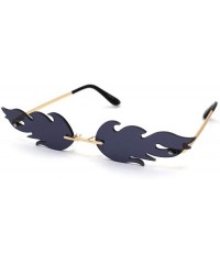 Rimless High Fashion Runway Unique Flame Shape Lens Rimless Sunglasses - Gold Black - CW190R89H4G $17.91