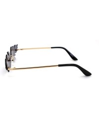 Rimless High Fashion Runway Unique Flame Shape Lens Rimless Sunglasses - Gold Black - CW190R89H4G $17.91