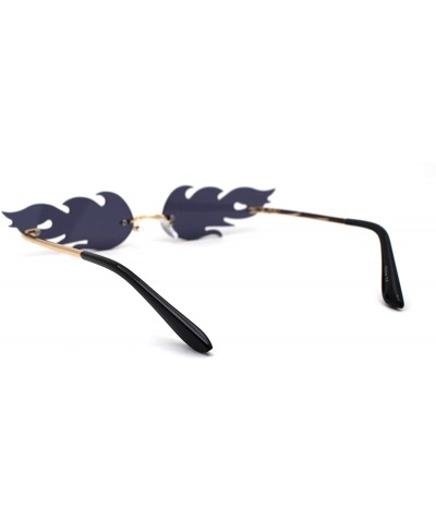 Rimless High Fashion Runway Unique Flame Shape Lens Rimless Sunglasses - Gold Black - CW190R89H4G $17.91