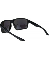 Sport Mens Futuristic Robotic Squared Matte Plastic Black Frame Sunglasses - Matte Black Teal Mirror - CV18QT624K9 $13.41