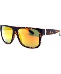 Square Classic Square Frame Sunglasses Unisex Designer Fashion Color Mirror Lens - Tortoise (Orange Mirror) - CZ180CEK8Z8 $10.74