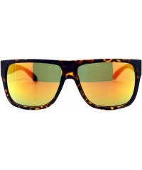 Square Classic Square Frame Sunglasses Unisex Designer Fashion Color Mirror Lens - Tortoise (Orange Mirror) - CZ180CEK8Z8 $10.74