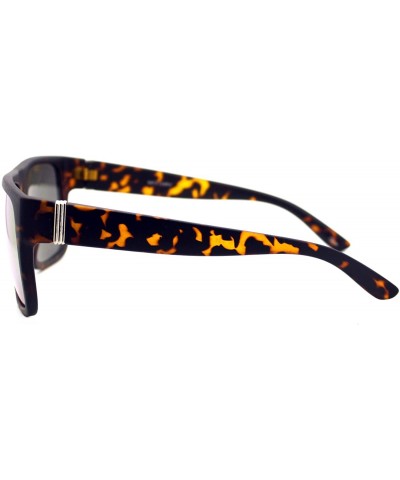 Square Classic Square Frame Sunglasses Unisex Designer Fashion Color Mirror Lens - Tortoise (Orange Mirror) - CZ180CEK8Z8 $10.74