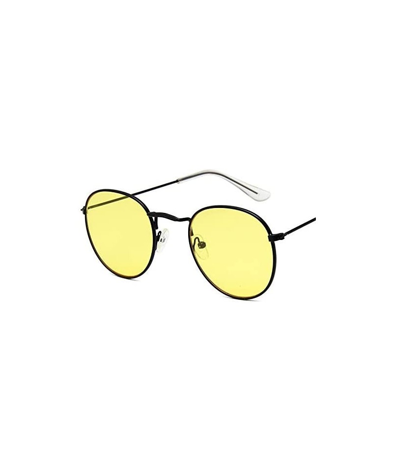 Round Sunglasses Mirror Classic Glasses Driving - Blackyellow - CY198N89XKO $17.26