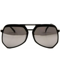 Aviator Color Mirror Lens Thick Brow Modern Geometric Aviator Sunglasses - Grey Black - CF190ES4OM4 $25.37