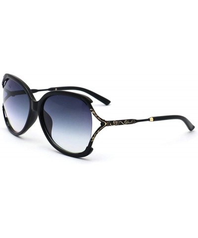 Oversized Classic Hollow Oversized Sunglasses UV400 Protection Lenses-Black Glasse - With Glasses Case - CG18MCDW72Q $20.04
