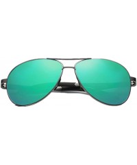 Aviator Men's Polarized Driving Aviator Sunglasses For Men Unbreakable Frame UV400 - Gun/Green - C01863DDD8U $20.69