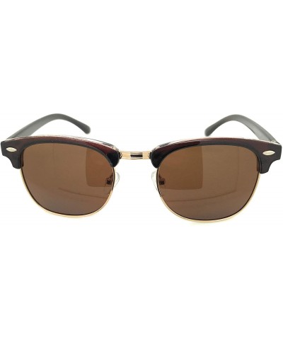 Wayfarer Semi Rimless Polarized Sunglasses Women Men Retro Brand Sun Glasses - Brown - CB18L4UR0DM $21.43