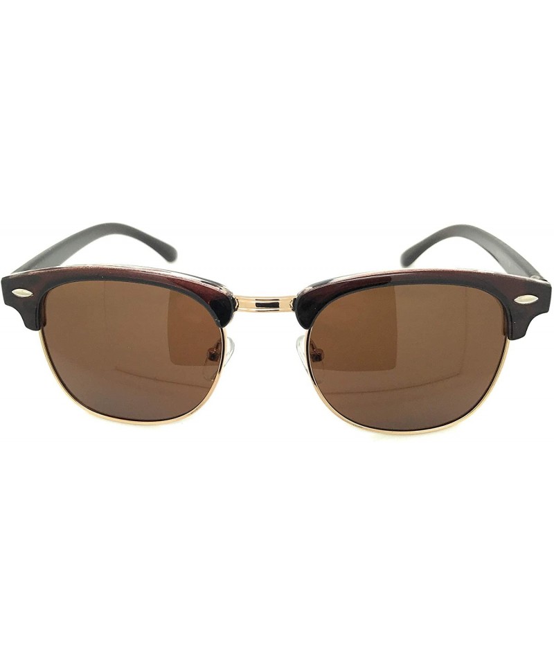 Wayfarer Semi Rimless Polarized Sunglasses Women Men Retro Brand Sun Glasses - Brown - CB18L4UR0DM $18.23
