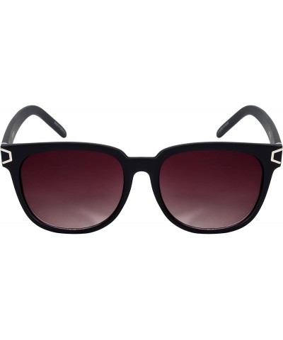 Oversized Classic Horned Rim Sunglasses with Wood Pattern Temples 541043WD-AP - Matte Black+brown Wood - CZ12I8LT6KT $7.99