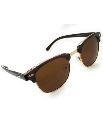 Wayfarer Semi Rimless Polarized Sunglasses Women Men Retro Brand Sun Glasses - Brown - CB18L4UR0DM $9.36