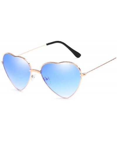 Round Heart Shaped Sunglasses Women Fashion LOVE Clear Ocean Lenses Pink Sun Glasses Oculos UV400 - Double Blue - CZ197Y0YU5E...