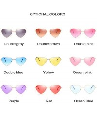 Round Heart Shaped Sunglasses Women Fashion LOVE Clear Ocean Lenses Pink Sun Glasses Oculos UV400 - Double Blue - CZ197Y0YU5E...