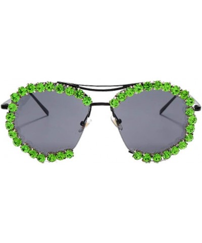 Round Sun Cut Edge Ocean Piece Hand-Attached Diamond Sunglasses Round Sunglasses Men and Women Glasses - 3 - C8190EYHLQI $64.06