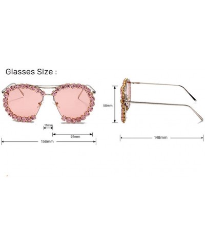Round Sun Cut Edge Ocean Piece Hand-Attached Diamond Sunglasses Round Sunglasses Men and Women Glasses - 3 - C8190EYHLQI $64.06