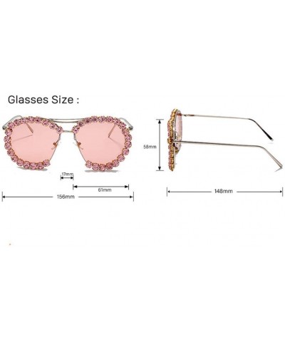 Round Sun Cut Edge Ocean Piece Hand-Attached Diamond Sunglasses Round Sunglasses Men and Women Glasses - 3 - C8190EYHLQI $31.19