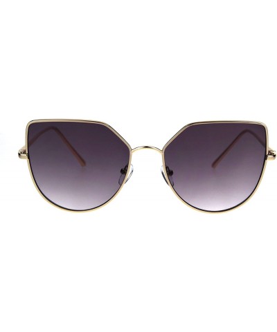 Cat Eye Womens Futuristic Flat Retro Cat Eye Style Pilots Metal Rim Sunglasses - Gold Smoke - CQ1869STKGL $24.24